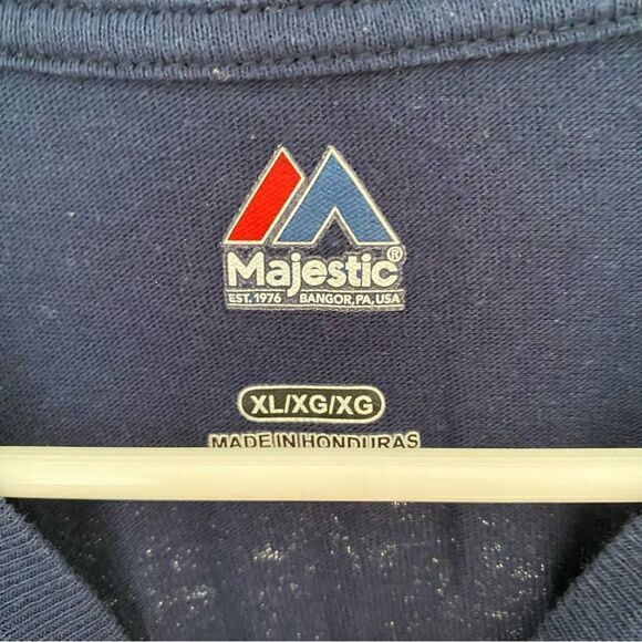 Majestic England Patriots Blue Long Sleeve Crew Neck Tee - Picture 2 of 3